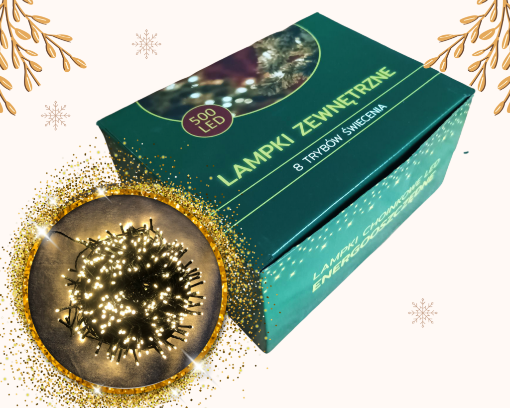 Lampki choinkowe GardenMe 500 led białe ciepłe