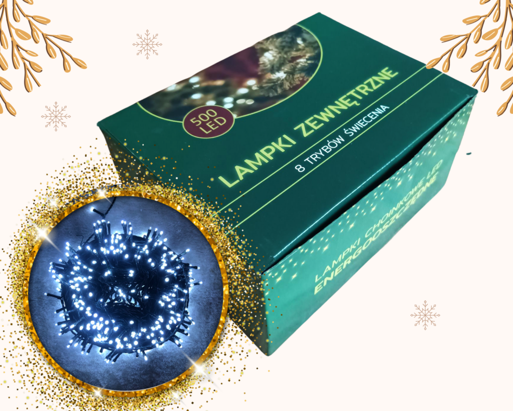 Lampki choinkowe GardenMe 500 led białe zimne